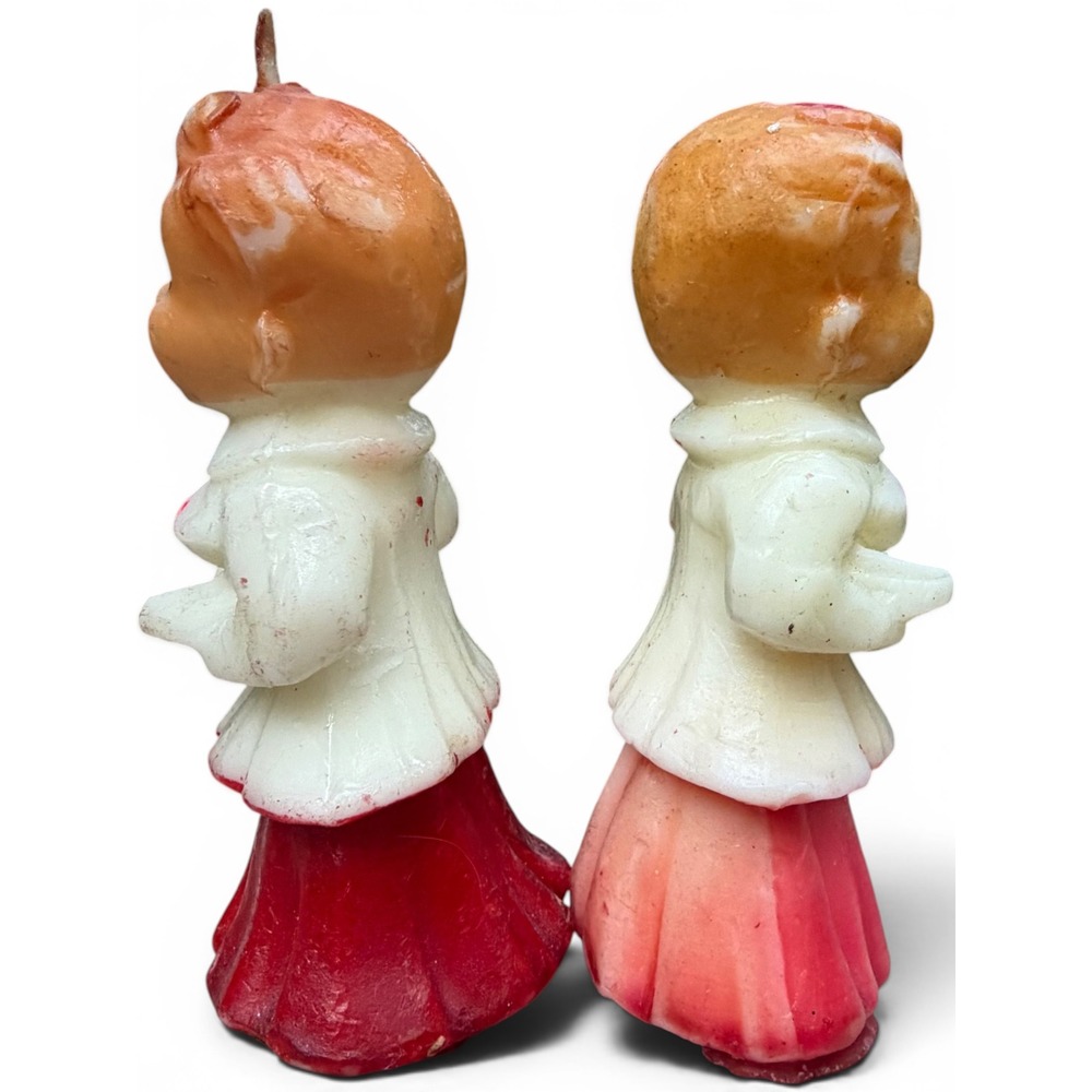 Vintage Christmas Choir Boy Figurines Set Gurley Style Wax Red White Holiday - Picture 6 of 11